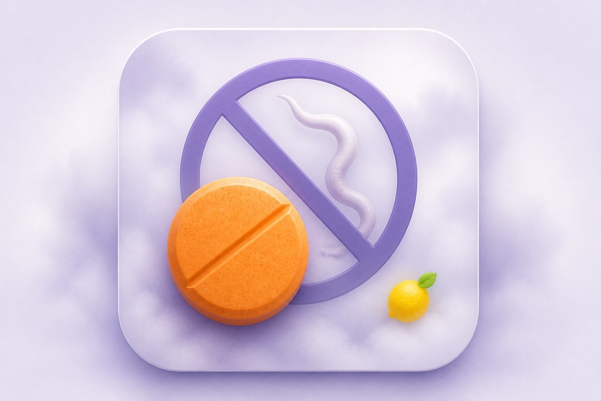 Household calendar beside Vermox 100 mg
